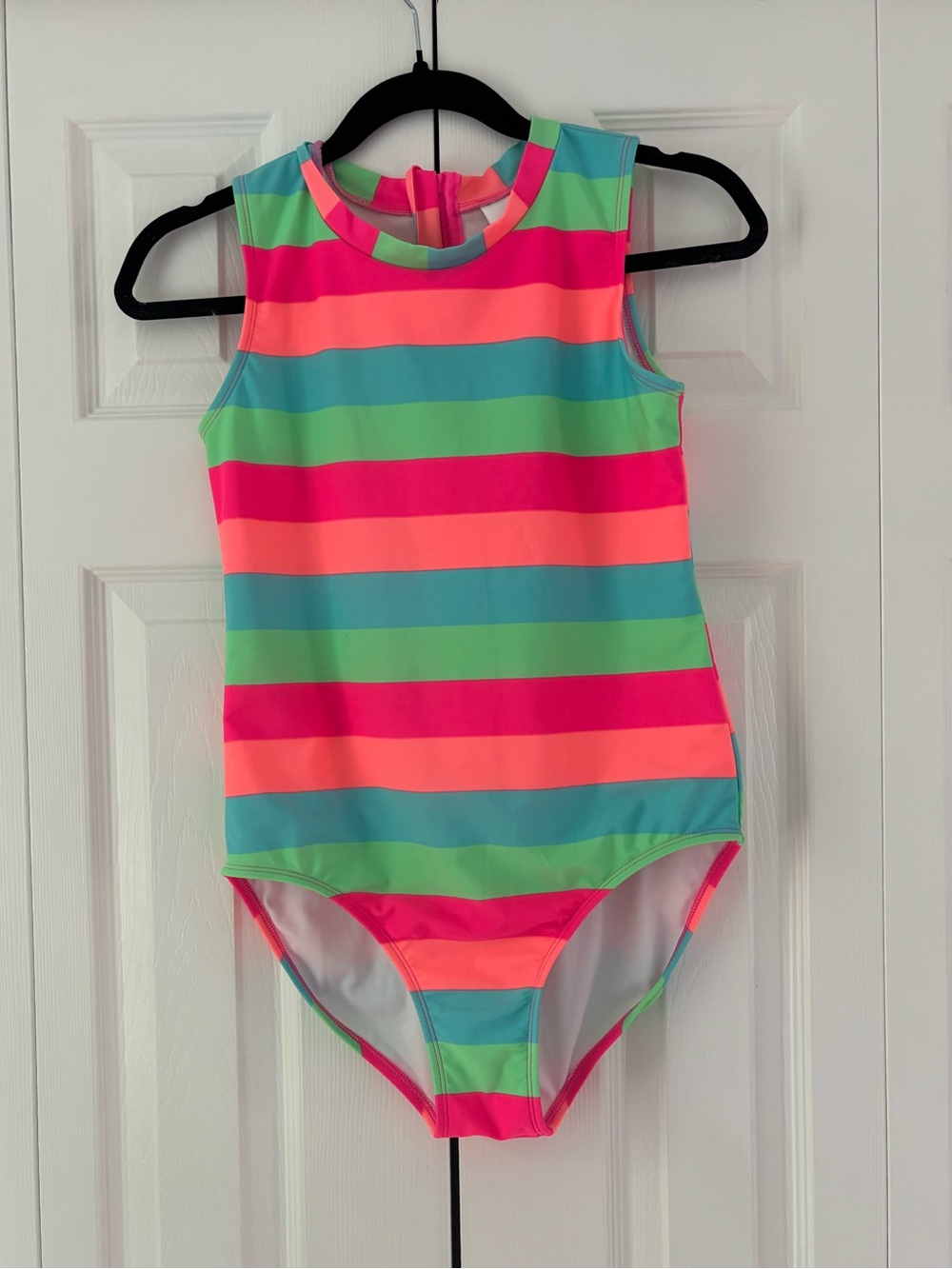 art class Neon Pink, Coral, Teal & Mint Striped Girls One-Piece
